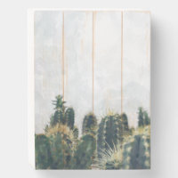 Rustic Watercolor Cactus Succulent Wall Art