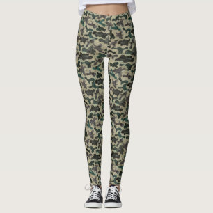 Rustic Watercolor Camouflage Pattern Leggings