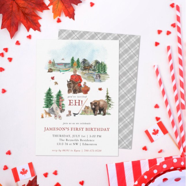 Rustic Watercolor | Canada Day Birthday Party Invitation (Creator Uploaded)