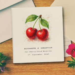 Rustic Watercolor Cherry Fruits Cherished Memories 3 Ring Binder