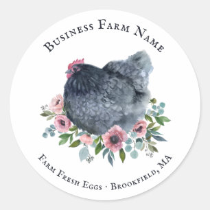 Rustic Watercolor Chicken Floral Classic Round Sticker