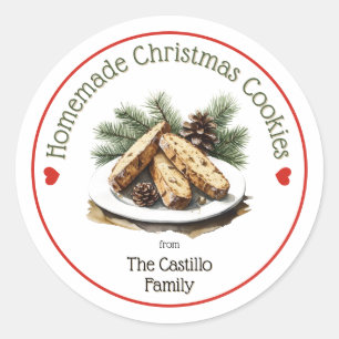 Rustic Watercolor Christmas Cookie Classic Round Sticker
