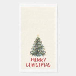 Rustic Watercolor Christmas Tree Xmas Holidays Paper Guest Towels