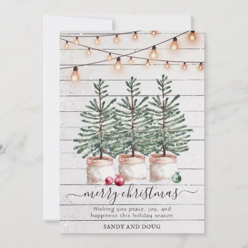 Rustic Watercolor Christmas Trees Holiday
