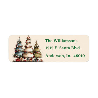 Rustic Watercolor Christmas Trees Let It Snow  Label