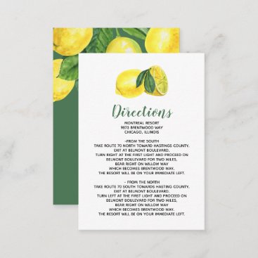 Rustic Watercolor Citrus Lemon Wedding  Enclosure Card