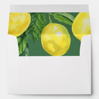 Rustic Watercolor Citrus Lemon Wedding Envelope