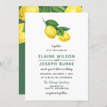 Rustic Watercolor Citrus Lemon Wedding Invitation
