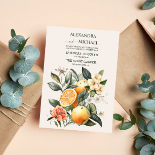 Rustic Watercolor Citrus Wedding Invitation