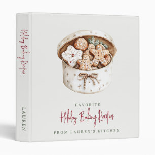 Rustic Watercolor Cookies Holiday Baking Recipe 3 Ring Binder