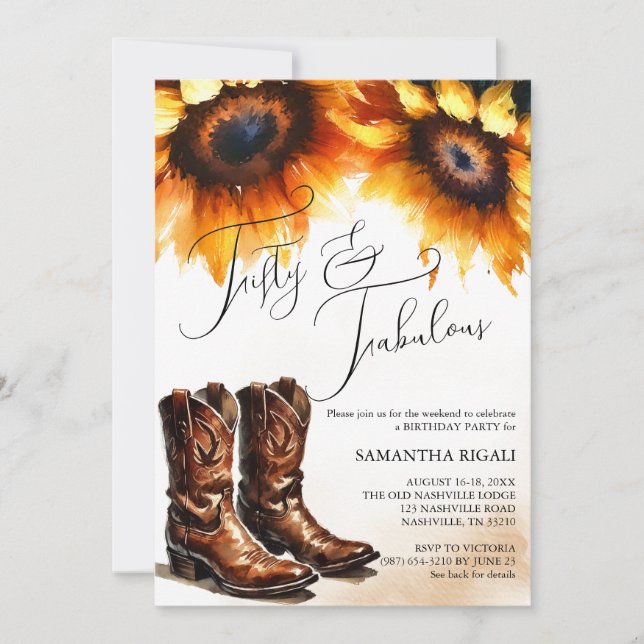 Rustic Watercolor Country 50th Birthday Invitation (Front)