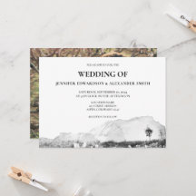 Rustic watercolor country mountain photo wedding