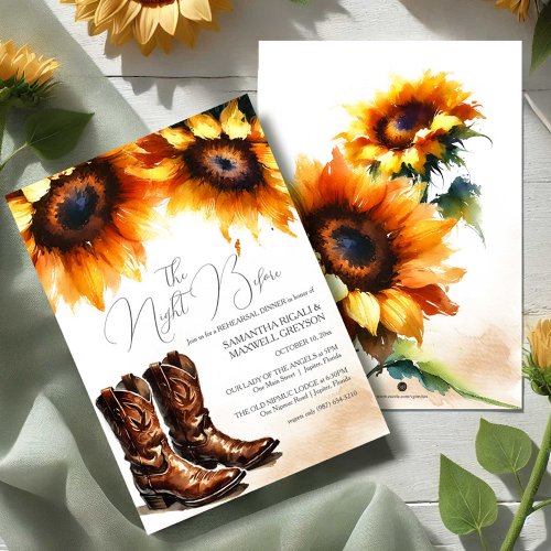 Rustic Watercolor Country Rehearsal Dinner Invitation