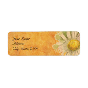 Rustic Watercolor Daisies on Parchment Label