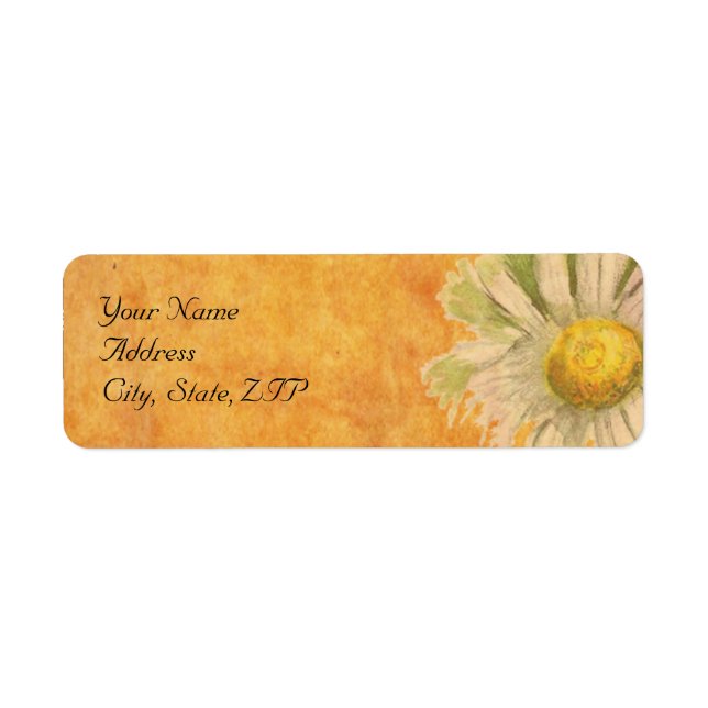 Rustic Watercolor Daisies on Parchment Label (Front)