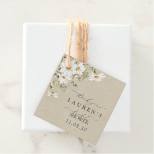 Rustic Watercolor Daisy Bridal Shower Thank You Favor Tags
