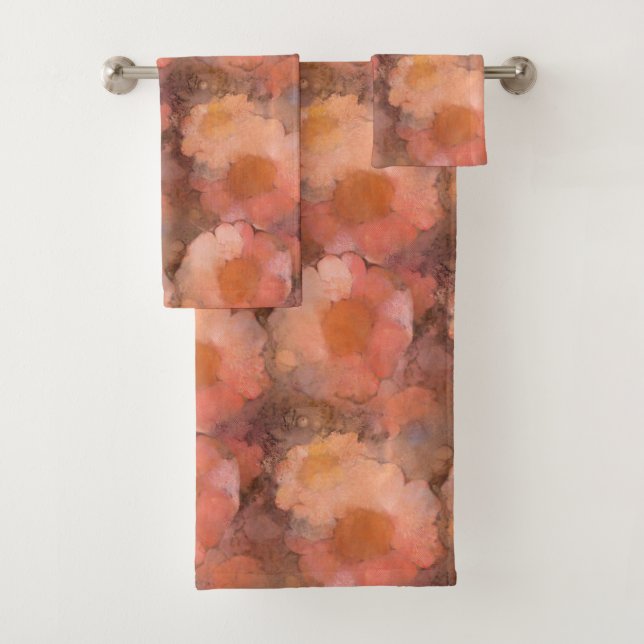 Rustic Watercolor Daisy Floral Pattern Bath Towel Set (Insitu)