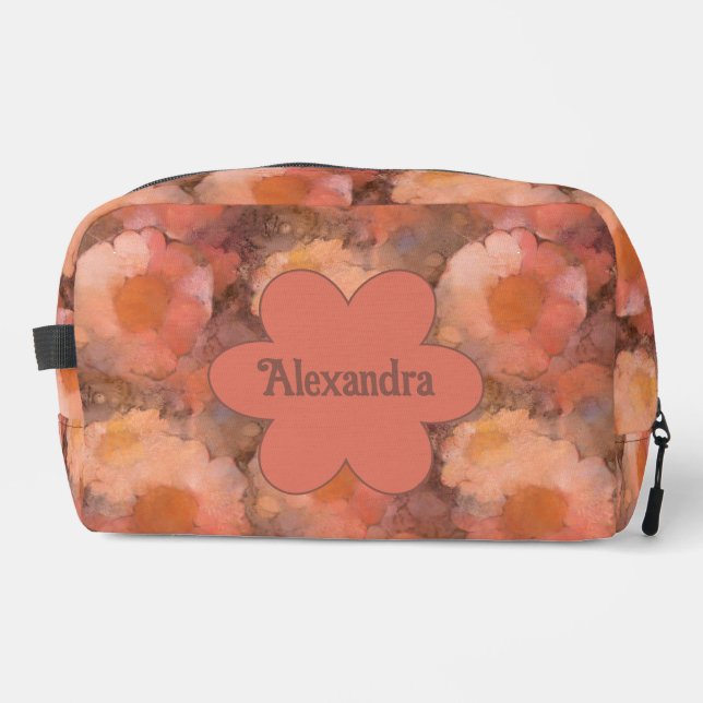 Rustic Watercolor Daisy Floral Pattern Dopp Kit (Front)