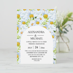 Rustic Watercolor Daisy Wedding Invitation
