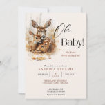 Rustic Watercolor Deer and Twin Fawns Invitation