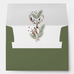 Rustic Watercolor Deer Holiday Envelope