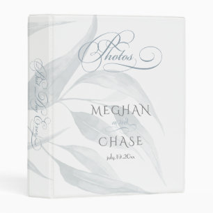 Rustic Watercolor Dusty Blue Leaves Mini Binder