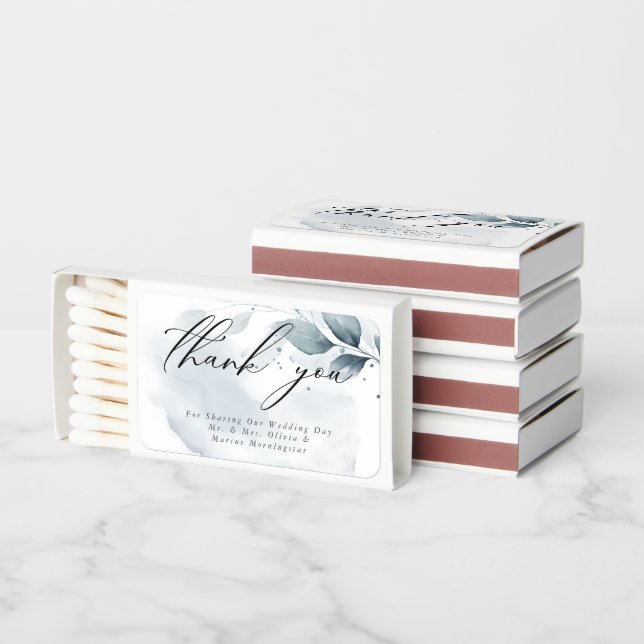 Rustic Watercolor Dusty Blue Matchboxes (Stacked)