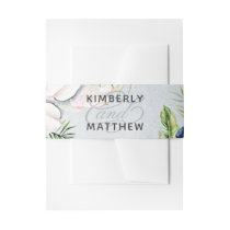 Rustic Watercolor Dusty Blue Nature Floral Wedding Invitation Belly Band