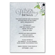 Rustic Watercolor Dusty Blue Nature Floral Wedding Table Number