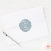 Rustic Watercolor Dusty Blue Nature Leafy Wedding Classic Round Sticker (Envelope)