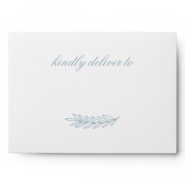 Rustic Watercolor Dusty Blue Nature Leafy Wedding Envelope