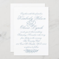 Rustic Watercolor Dusty Blue Nature Leafy Wedding  Invitation