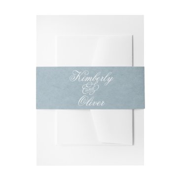Rustic Watercolor Dusty Blue Nature Leafy Wedding Invitation Belly Band