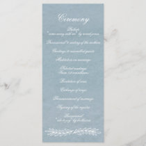 Rustic Watercolor Dusty Blue Nature Leafy Wedding Program