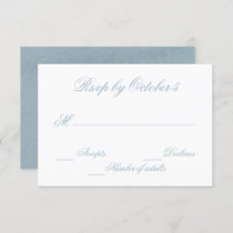 Rustic Watercolor Dusty Blue Nature Leafy Wedding  RSVP Card