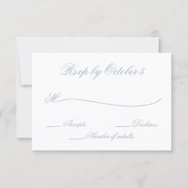 Rustic Watercolor Dusty Blue Nature Leafy Wedding RSVP Card