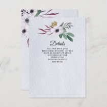 Rustic Watercolor Dusty Blue White Floral Wedding  Enclosure Card