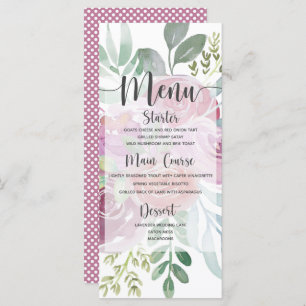 Rustic Watercolor Dusty Rose & Burgundy Wedding  Menu