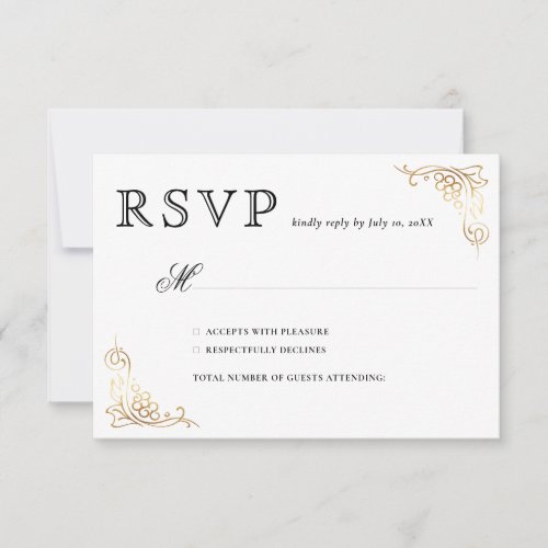 Rustic Watercolor Elegant Vineyard Wedding RSVP Card