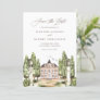 Rustic Watercolor English Manor House Save The Date