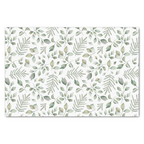 Rustic Watercolor Eucalyptus and Ferns Pattern Tissue Paper