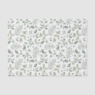 Rustic Watercolor Eucalyptus and Ferns Pattern Tissue Paper