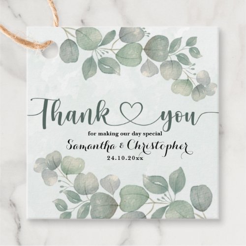 Rustic Watercolor Eucalyptus Greenery Thank you Favor Tags