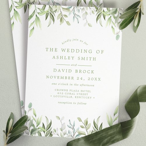 Wedding Invitations 4 Rustic Watercolor Eucalyptus Greenery Wedding Invitation