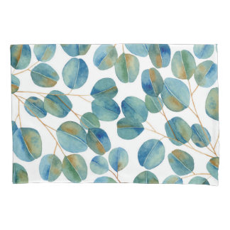 Rustic Watercolor Eucalyptus Leaves Pattern  Pillow Case