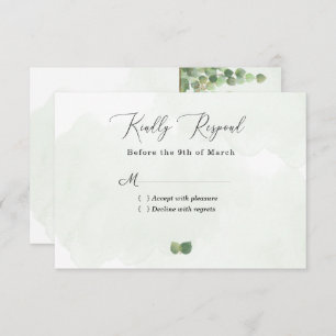 Rustic Watercolor Eucalyptus Leaves Wedding RSVP C