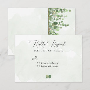 Rustic Watercolor Eucalyptus Leaves Wedding RSVP C Card