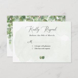 Rustic Watercolor Eucalyptus Leaves Wedding RSVP Card