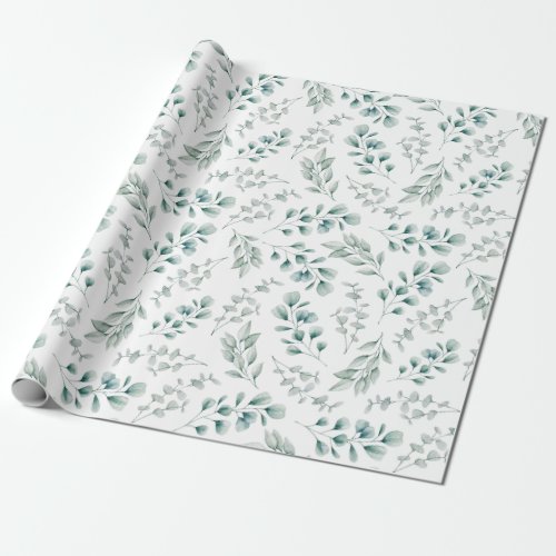 Rustic Watercolor Eucalyptus Pattern Wrapping Paper