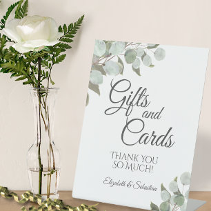 Rustic Watercolor Eucalyptus Wedding Gifts & Cards Pedestal Sign